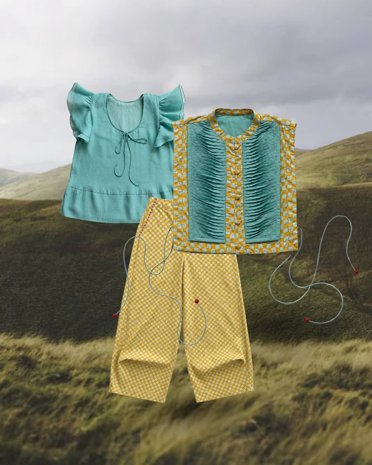 THE BUTTER MINT CHANDERI TRIO SET